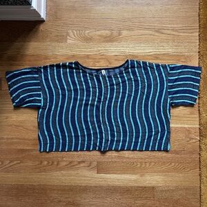 ILANA KOHN cropped woven top in wavy blue size L